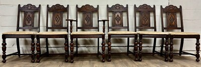 Thomasville Jacobean Revival Spanish Revival Style Oak Dining Chairs - Set of 6 | eBay US
