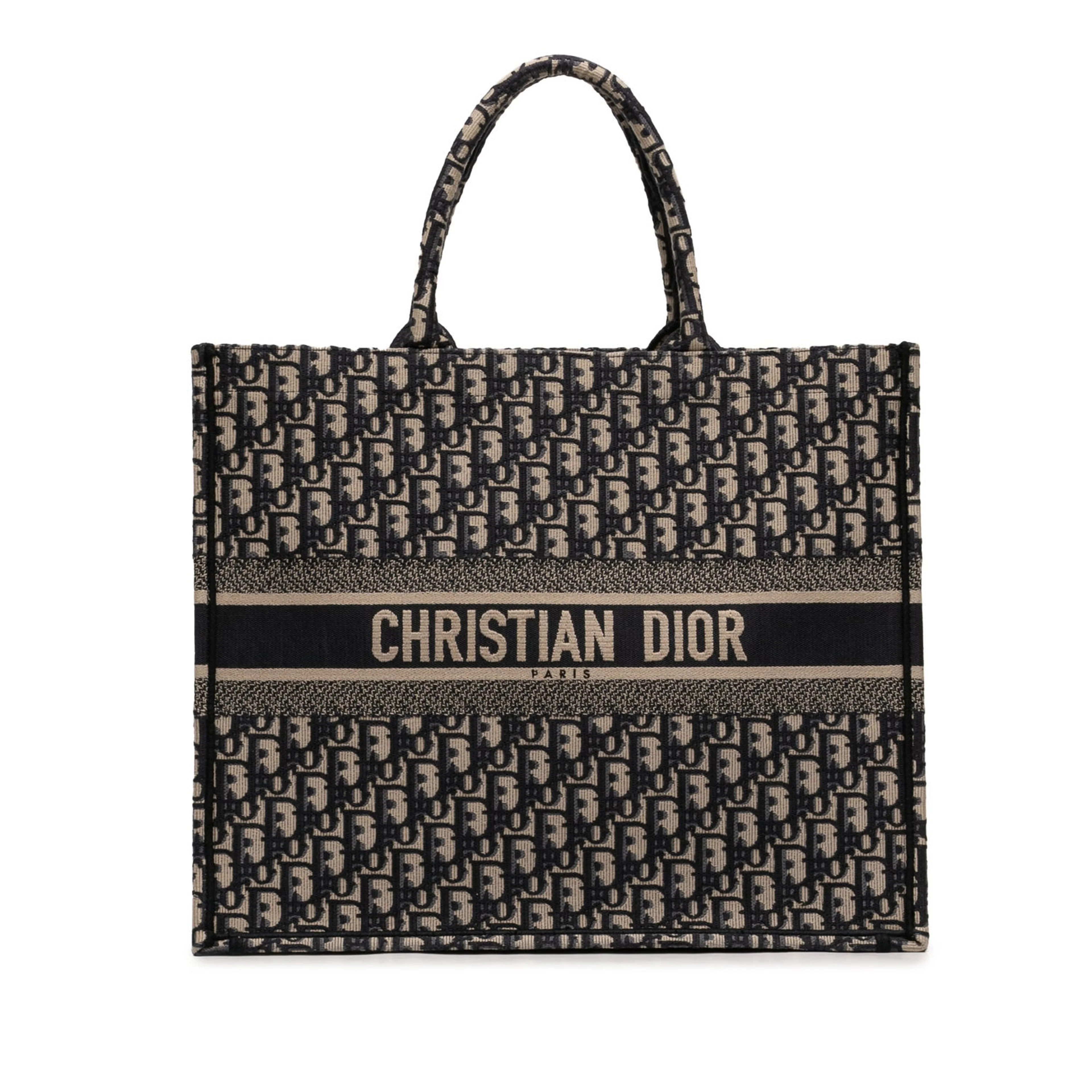 Large Oblique Embroidered Canvas Book Tote | The RealReal
