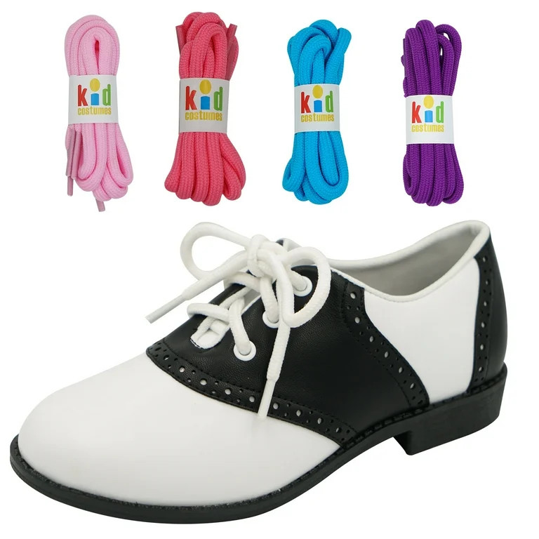 Saddle Shoes Oxford 50's style Sock Hop for Kids with Bonus Pack of Laces, US7 | Walmart (US)