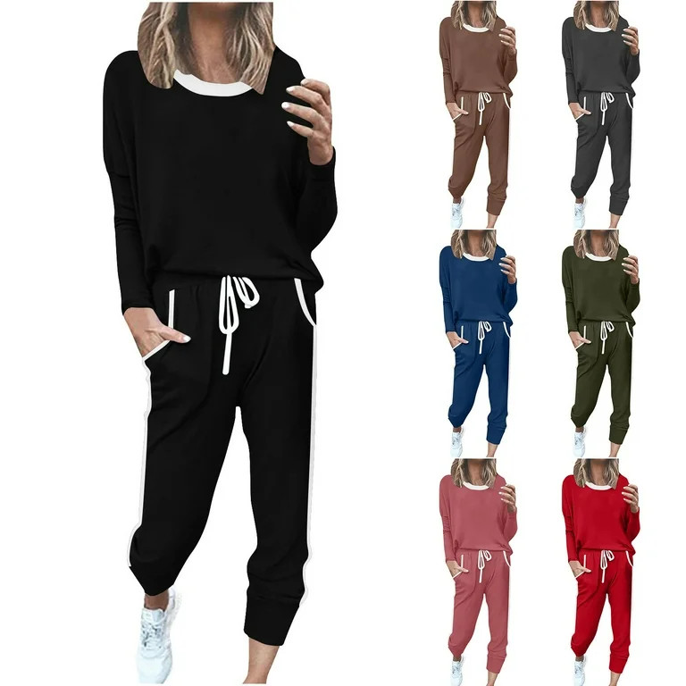 Bovxnpu Two Piece Sets for Women Fall Outfits, Sweatsuit for Women 2 Piece Outfits for Womens Cre... | Walmart (US)