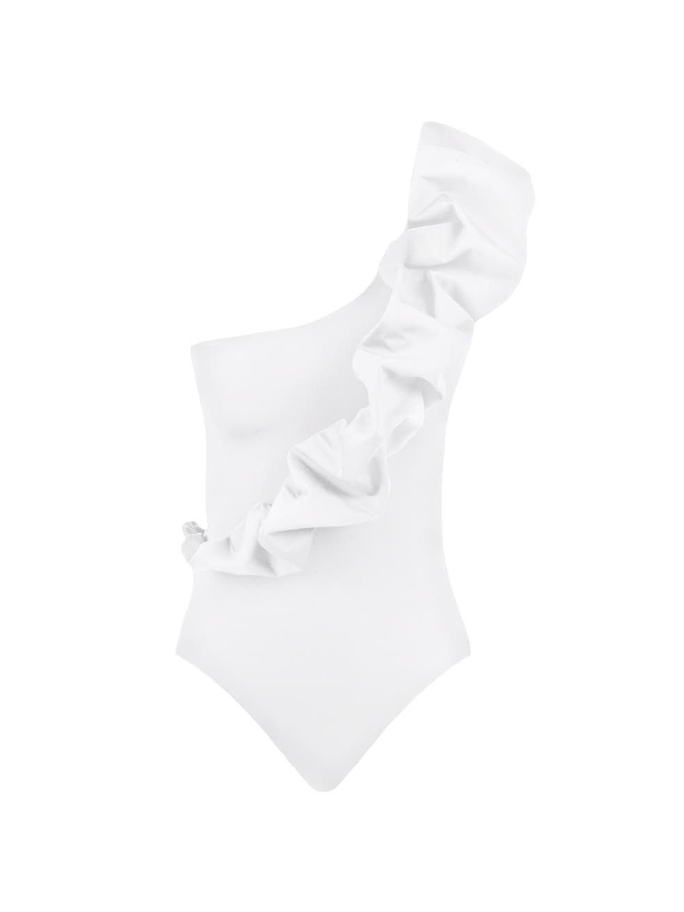 Elena Ruffle One-Piece Swimsuit | Bride Swimsuit | White Swimsuit | Beach Vacation #LTKtravel #LTKU | Saks Fifth Avenue
