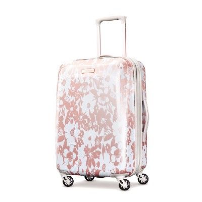 American Tourister 20" Arabella Hardside Carry On Spinner Suitcase - Floral Rose Gold | Target