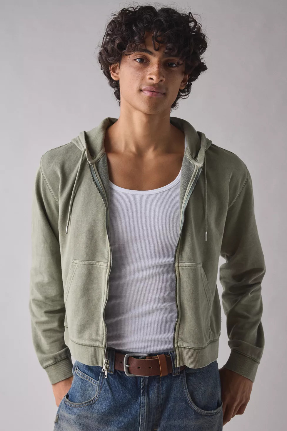 BDG Bonfire Solid Zip-Up Hoodie Sweatshirt | Urban Outfitters (US and RoW)