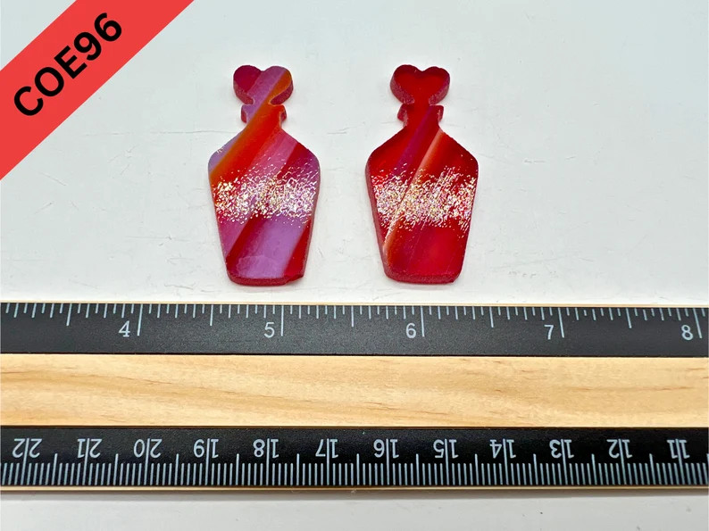 COE96 Waterjet Cut Love Potion Bottles Cut 3mm Strawberries and Cream Swirl Fusible Art Glass. 2 ... | Etsy (US)