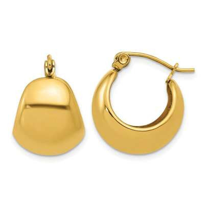 Stainless Steel Polished Yellow IP-Plated Round Hoop Earrings With Post, Notch & Lock Closure (L- 0.79 In, W- 0.58 In) | SHEIN