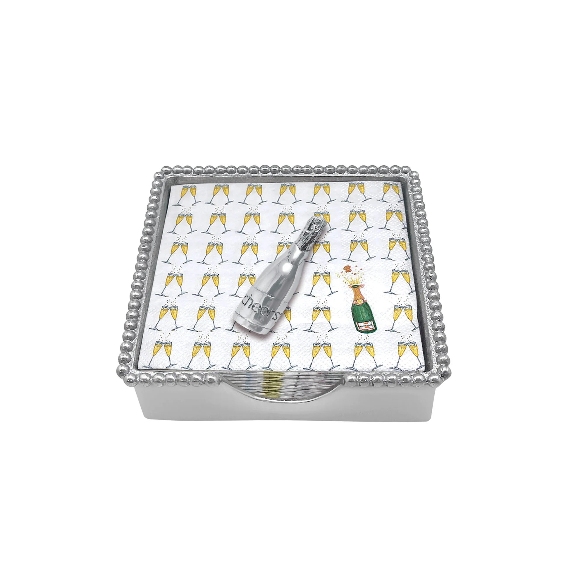 Champagne Bottle Beaded Napkin Box | Mariposa