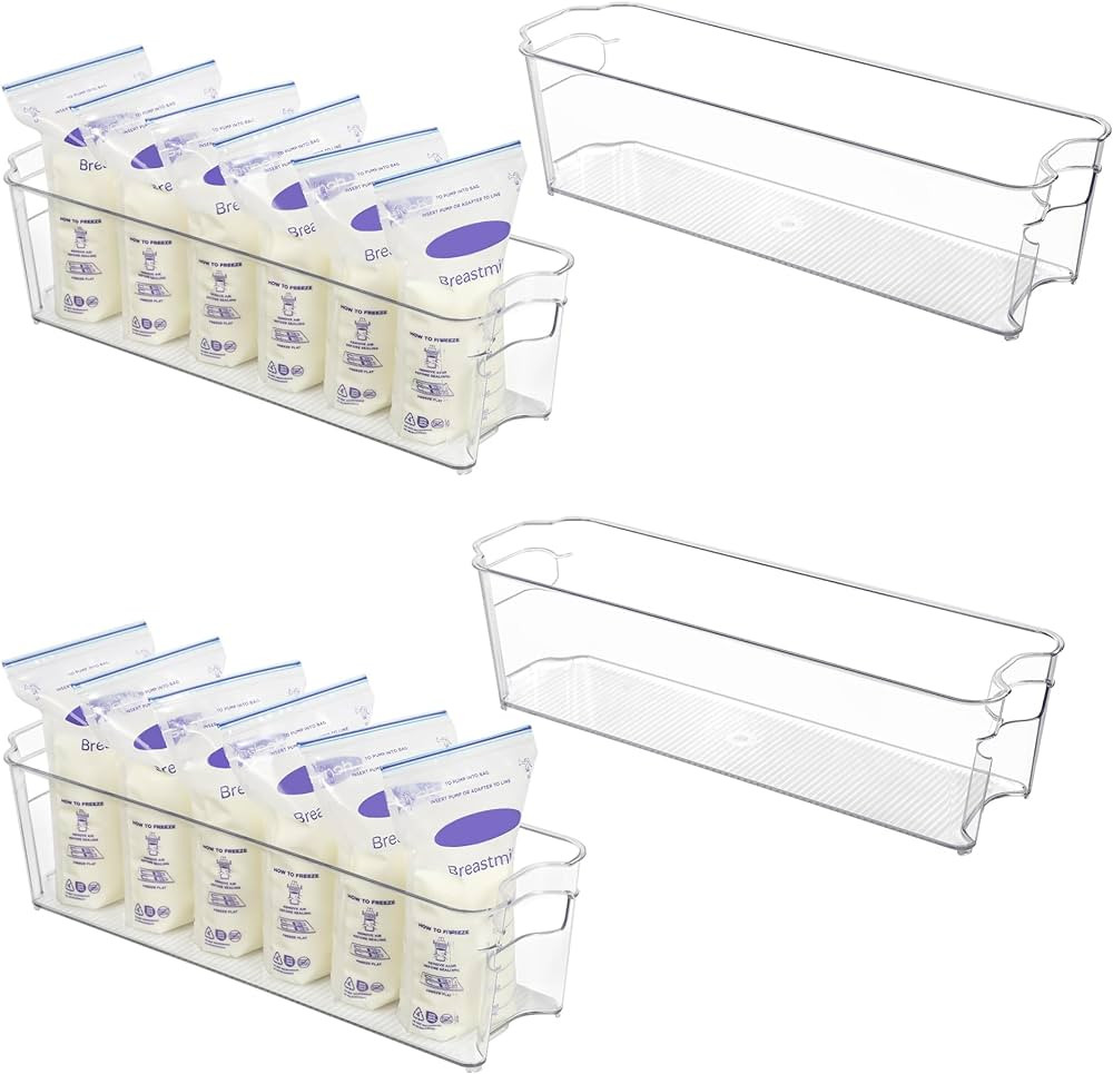 Vtopmart Breastmilk Storage Container 4PCS Set, Clear Freezer and Fridge Organizer Bins, Plastic ... | Amazon (US)