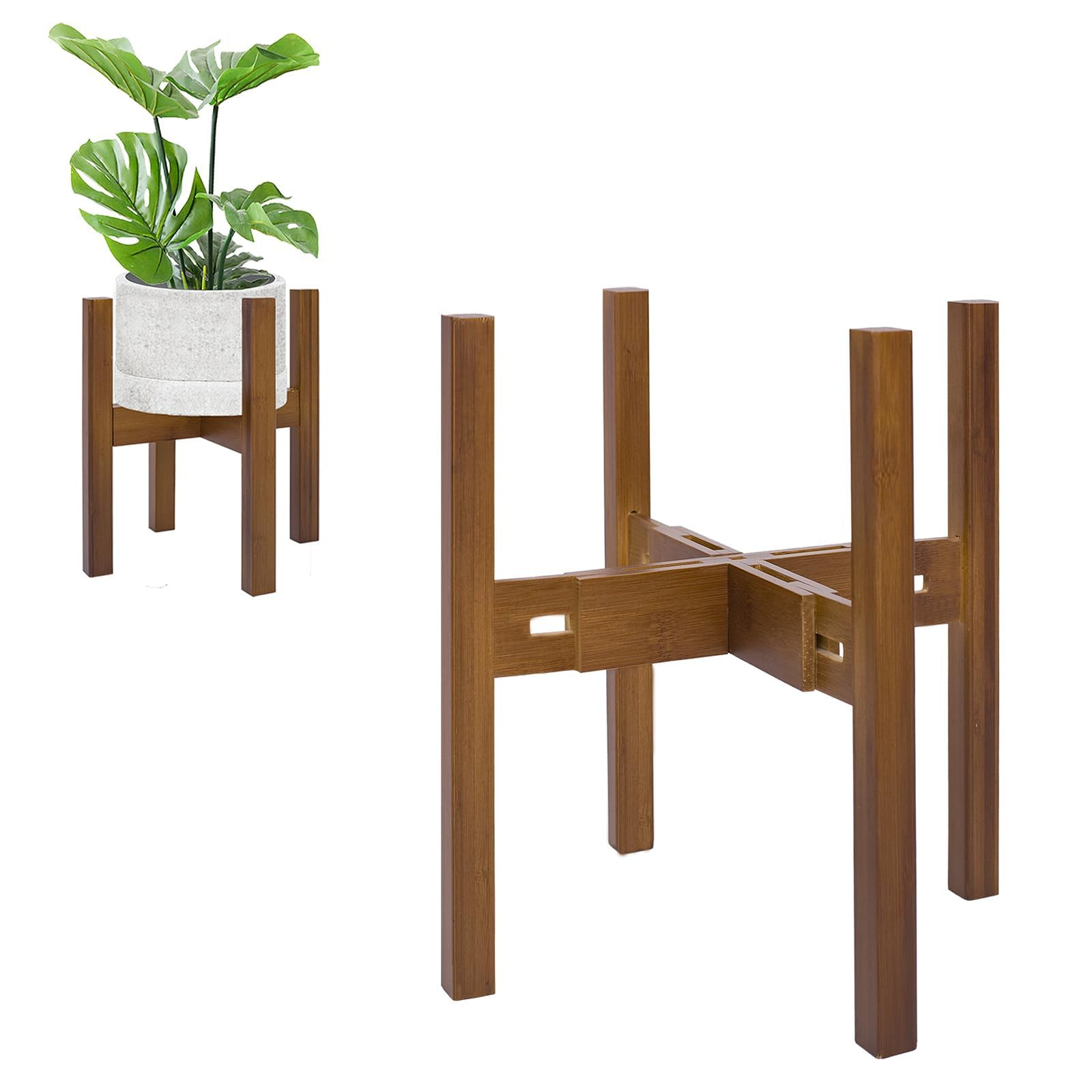 Adjustable Plant Stand Indoor,Bamboo Mid Century Modern Plants Stands, Stable Plant Holder,Fit 8 ... | Amazon (US)