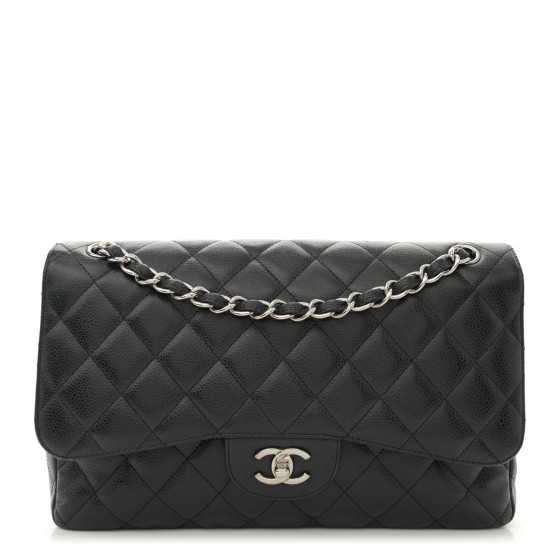 Caviar Quilted Jumbo Double Flap Black | FASHIONPHILE (US)