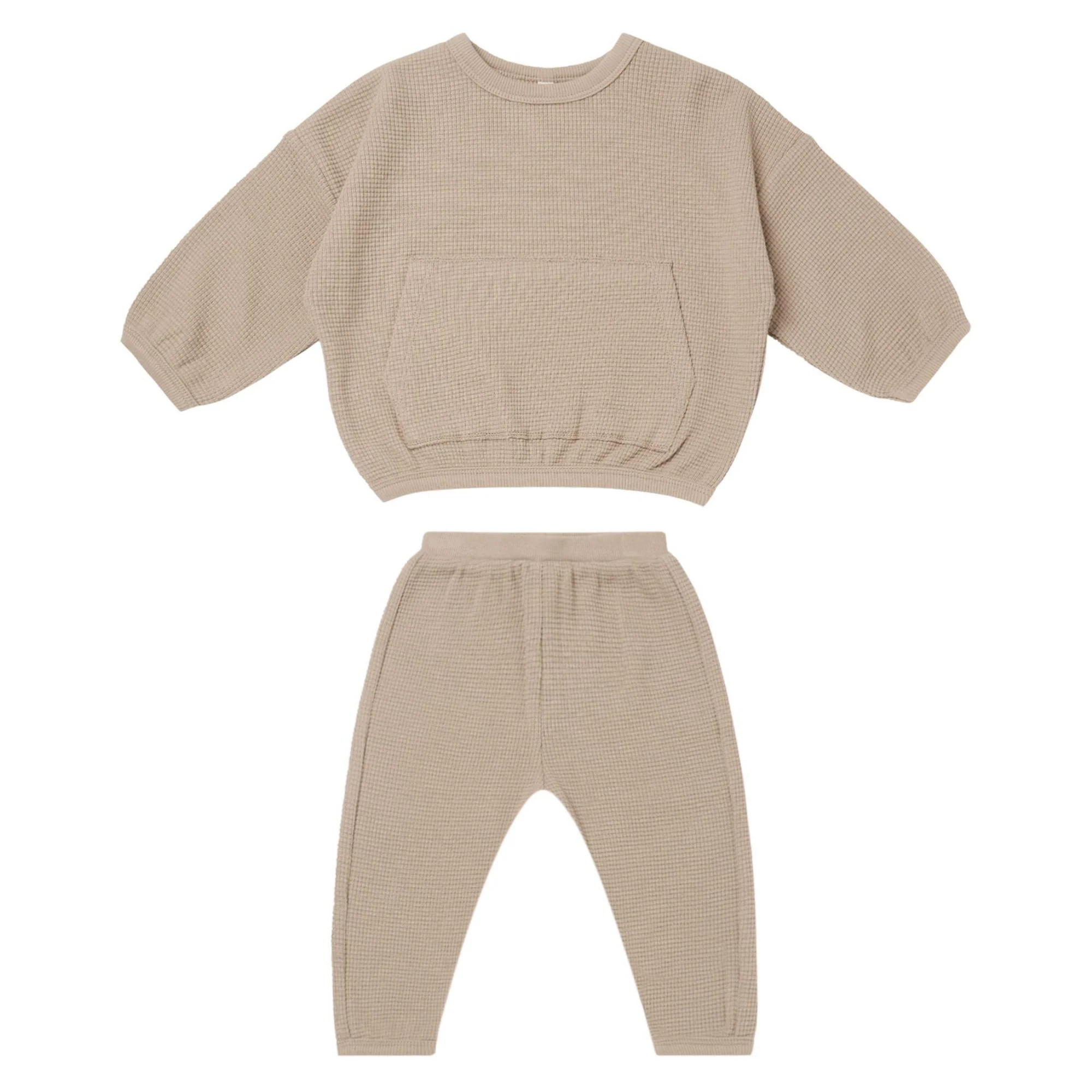 Waffle Top & Pant Set, Warm Grey | SpearmintLOVE