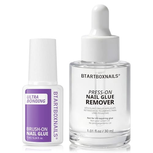 BTArtboxnails Brush On Nail Glue and Press On Nails Glue Remover Set - Acetone-Free, Odorless, Gentle & Non-Irritating Quick Apply & Remover for Fake Nails | Amazon (US)