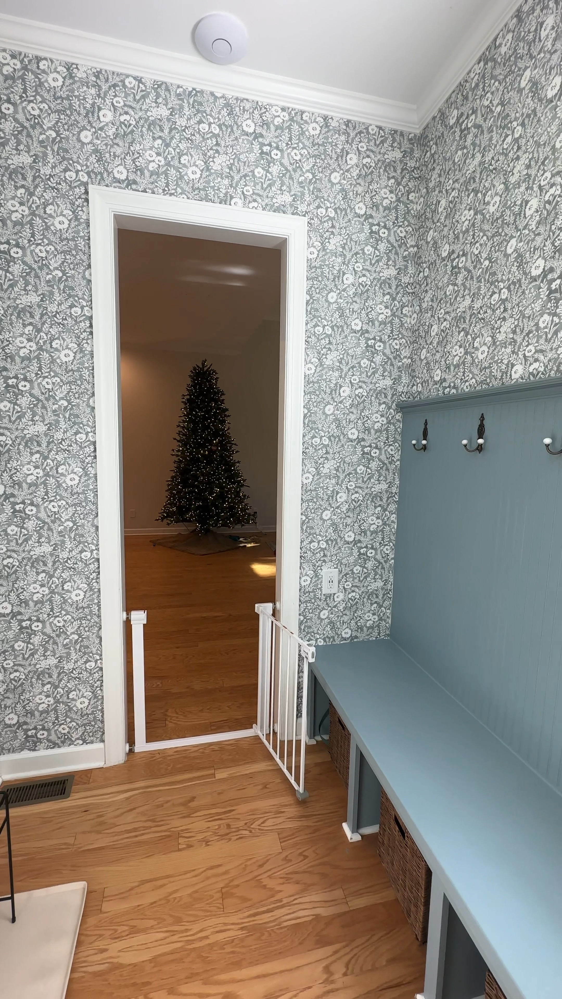 Mudroom details. Our hooks are from hobby lobby, so I can’t link. I linked some similar beautiful options! Our wallpaper is in the shade blue  

#LTKHome