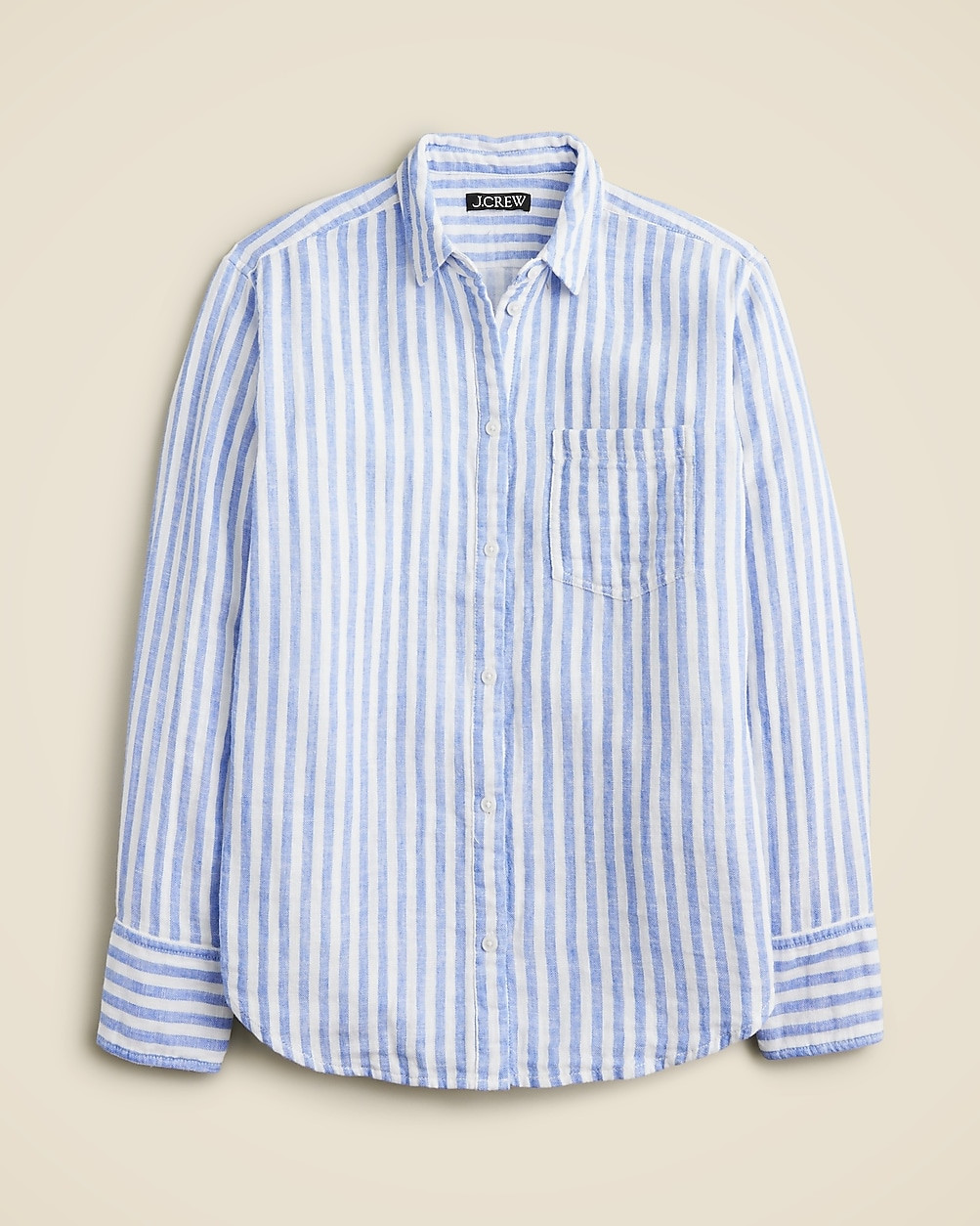 Gar&ccedil;on classic shirt in striped cotton-linen blend gauze | J. Crew US