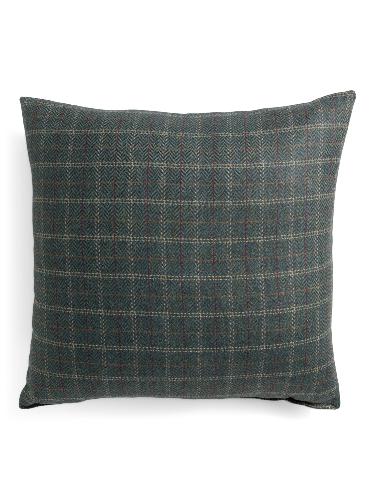 24x24 Wool Blend Elmont Plaid Oversized Luxury Pillow | TJ Maxx