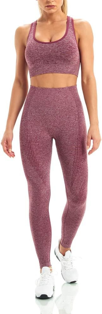 WodoWei Women 2 Piece Workout Outfits Sports Bra Seamless Leggings Yoga Gym Activewear Set (YO601... | Amazon (US)