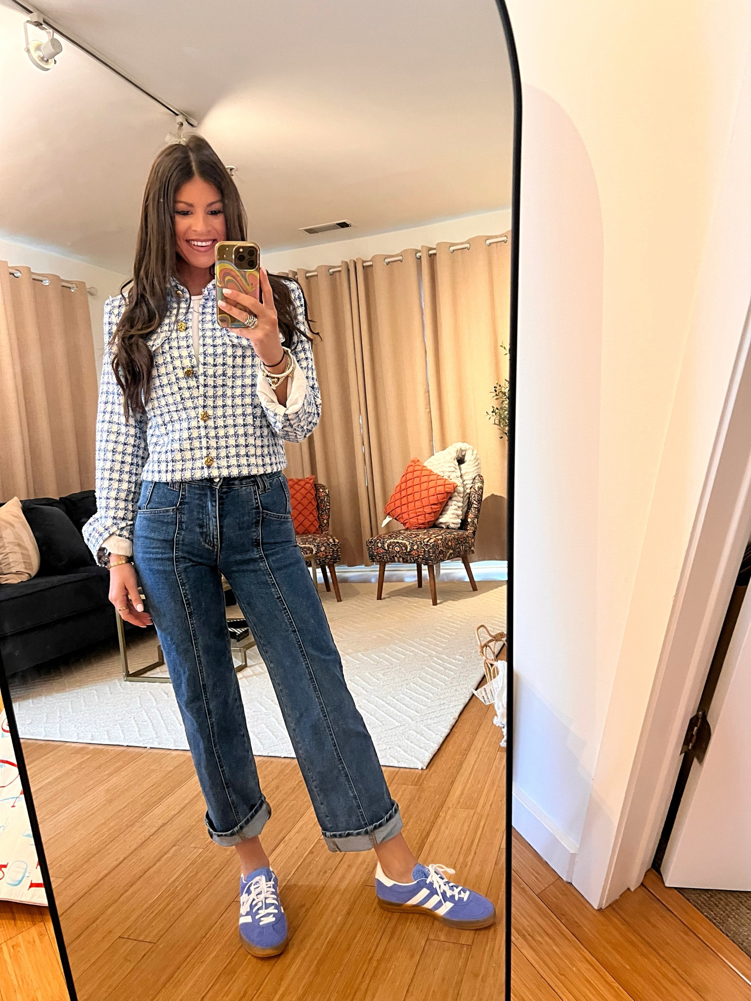 Springtime outfit ft. closet blues.
•
•
Tweed blazer is sold out but linking similar options! If you know me then you know Macy’s private brand, And Now This is 95% of my closet! Wearing my favorite jeans size 23 {carried online}. 💙🩵👖 

#LTKStyleTip #LTKWorkwear #LTKSaleAlert