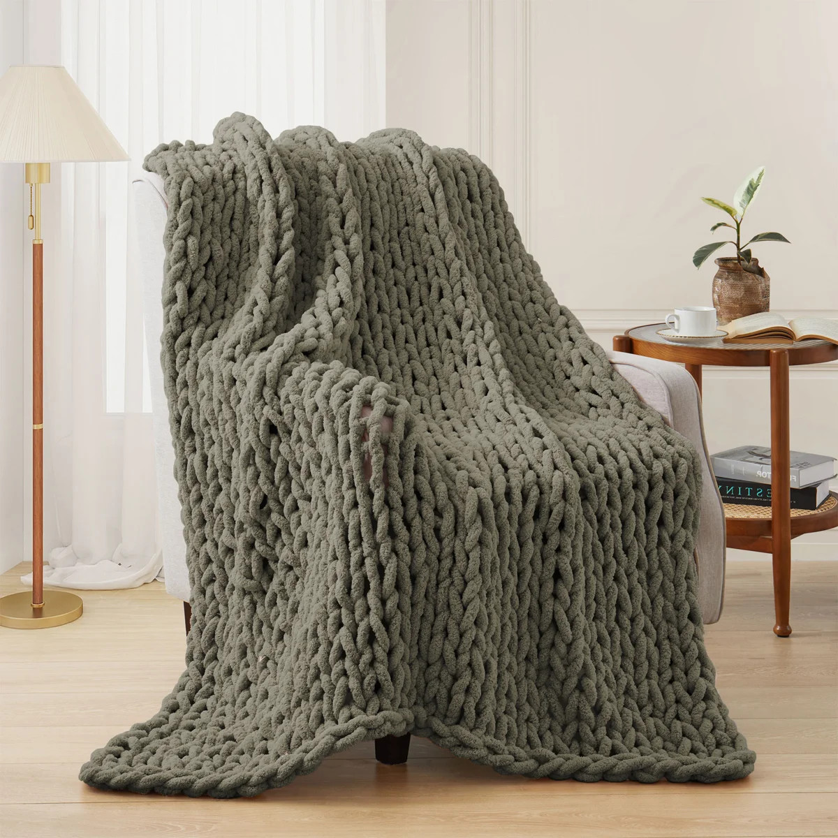 Peace Nest Chunky Knit Throw Blanket - Extra Cozy Hand-Knit Look, Soft Yarn, 50" x 60" Size (Crea... | Wayfair North America