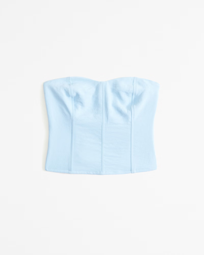 Abercrombie & Fitch Women's Strapless Premium Crepe Corset Set Top in Light Blue - Size XS | Abercrombie & Fitch (US)