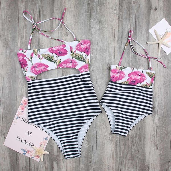 Pretty Stripes Floral One-piece Swimsuit for Mom and Me | PatPat