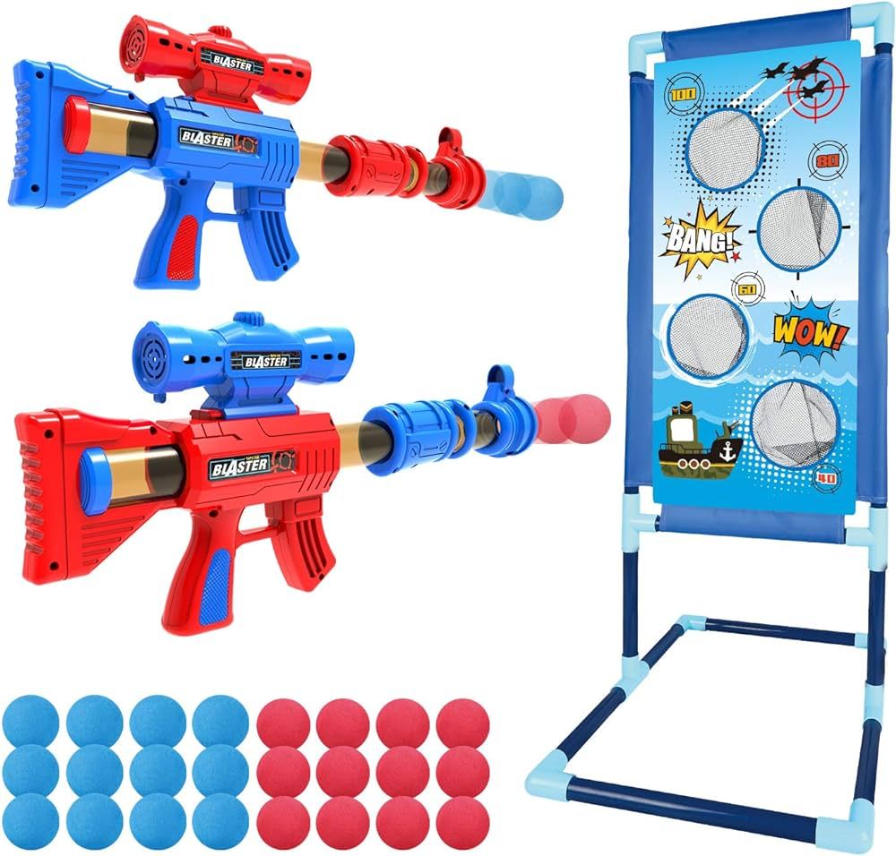 YEEBAY Shooting Game Toy for Age 6, 7, 8,9,10+ Years Old Kids, Boys - 2pk Air Guns & Shooting Tar... | Amazon (US)