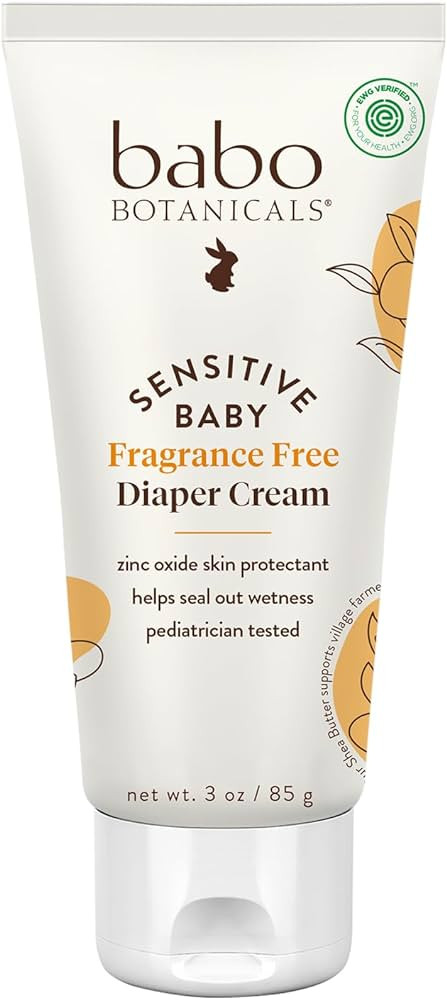 Babo Botanicals Sensitive Baby Fragrance-Free Diaper Cream - 25% Natural Zinc Oxide - Calendula, ... | Amazon (US)