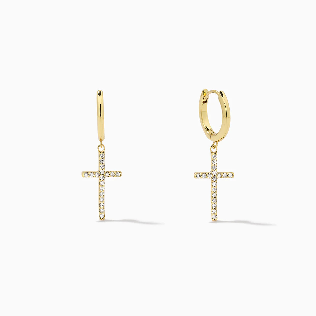 Pavé Cross Huggie Earrings | Uncommon James
