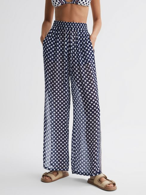 Polka Dot Split Hem Trousers | Reiss US
