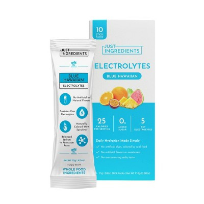 Just Ingredients Electrolytes Sports Drink Mix Packs - Blue Hawaiian - 1oz/10ct | Target