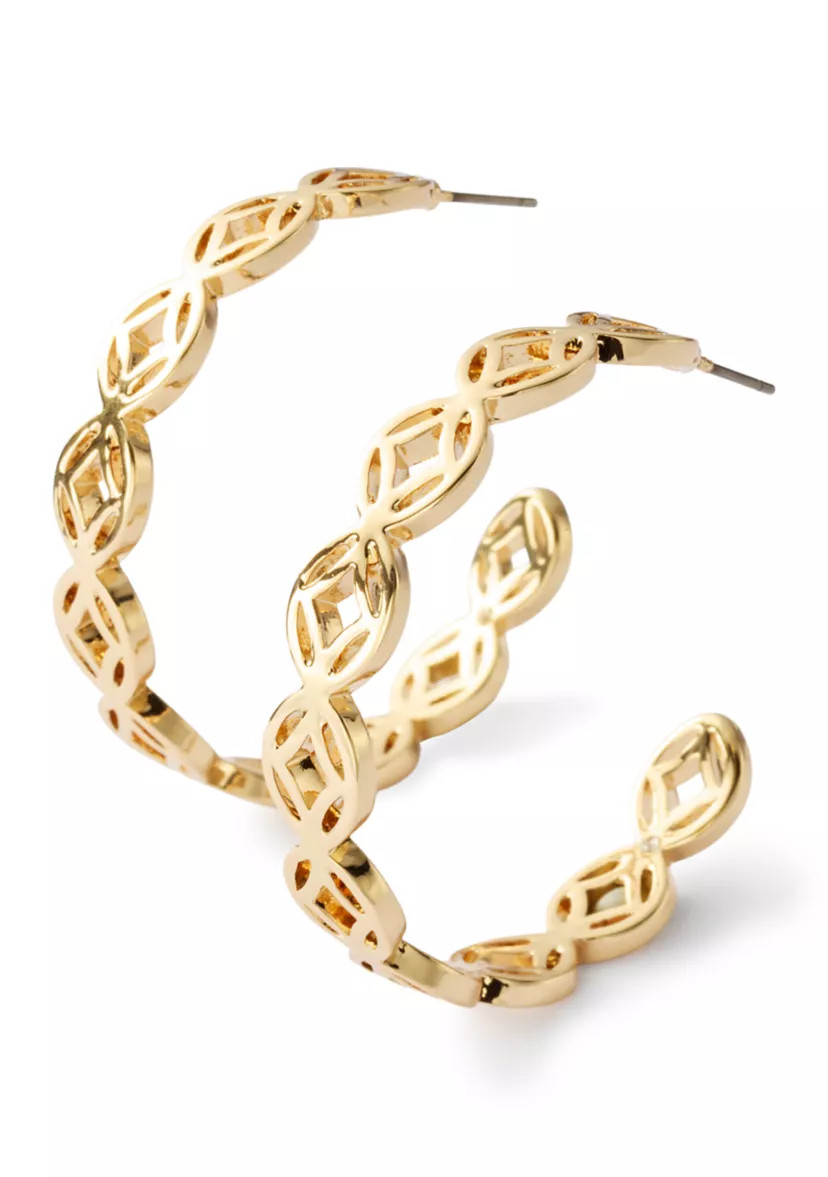 Gold Tone 42mm Cutout C Hoop Earrings | Belk