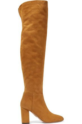Aquazzura Woman London Suede Over-the-knee Boots Camel Size 35.5 | The Outnet US