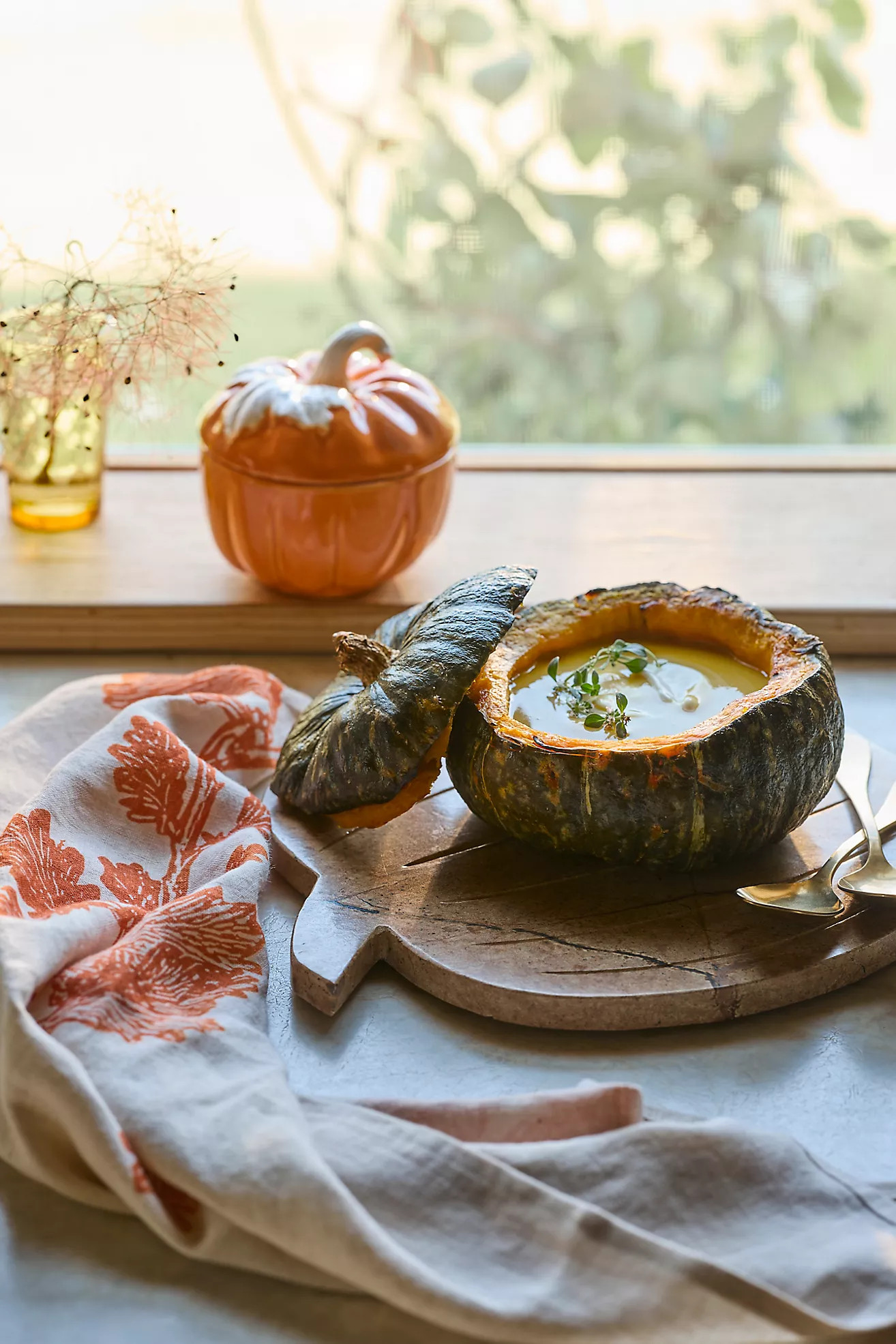Brown Forest Marble Pumpkin Serving Board | Anthropologie (US)