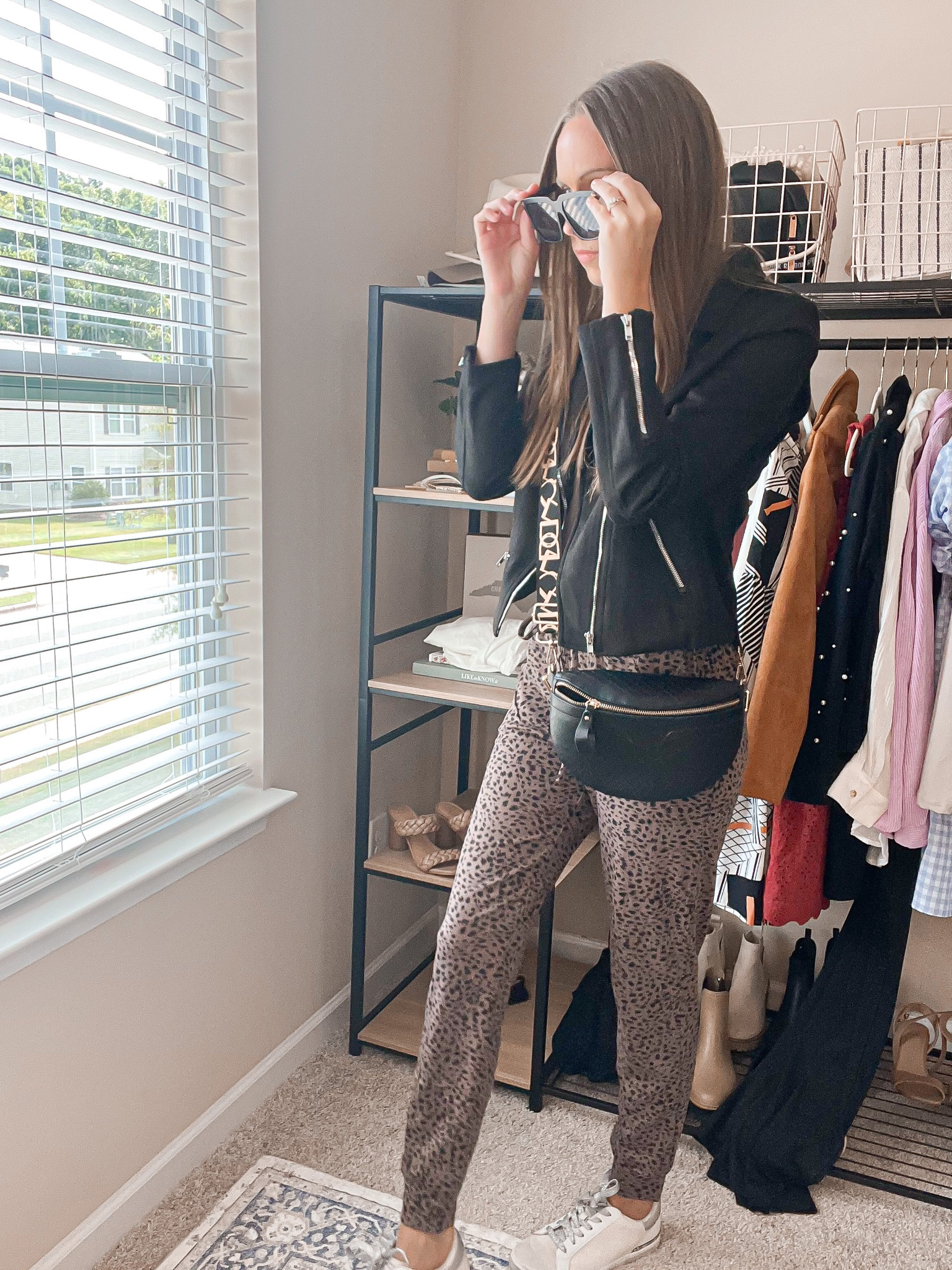 Fall outfit idea 🖤

This cute pants are such a statement  🤎

This would make a cute outfit for going out , traveling or shopping at your vacation destination 🛍️

Everything is size small
Shoes - TTS

Amazon fashion, amazon outfit, leopard pants, travel outfit, fall outfit, bodysuit, black Moto jacket, belt bag , sunglasses , sneakers , casual outfit 

#LTKSeasonal #LTKstyletip #LTKfindsunder50