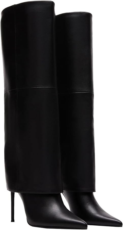 Femflame Fold Over Knee High Boots - Wide Calf, Pointed Toe Stiletto Heel, Tall Boots | Amazon (US)