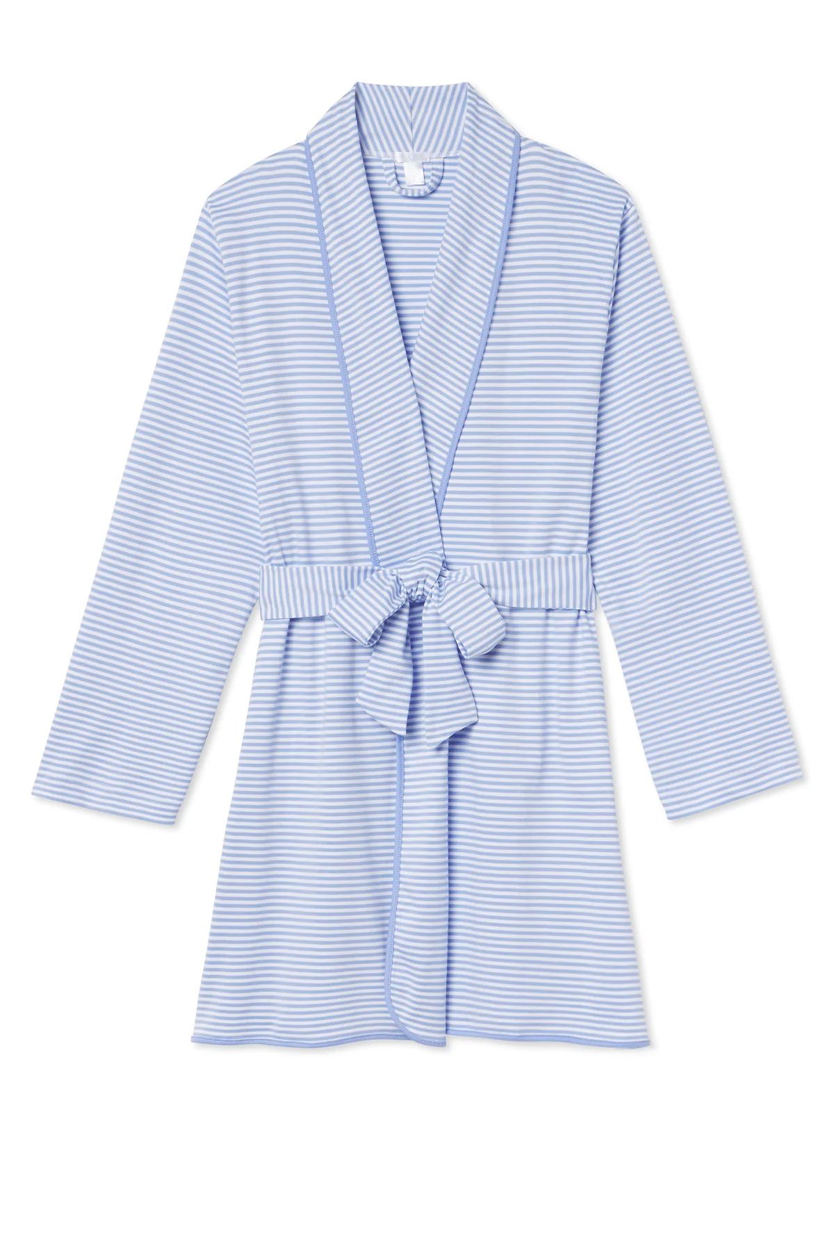 Pima Short Robe in Hydrangea | Lake Pajamas