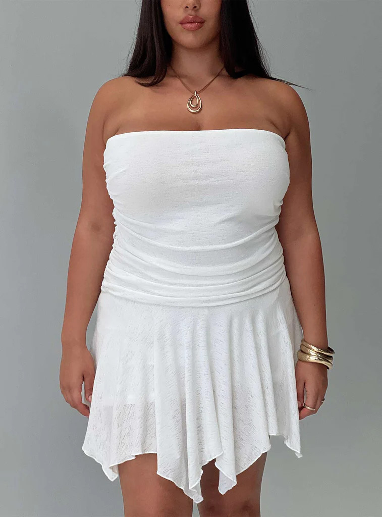 Minxie Strapless Playsuit White Curve | Princess Polly US