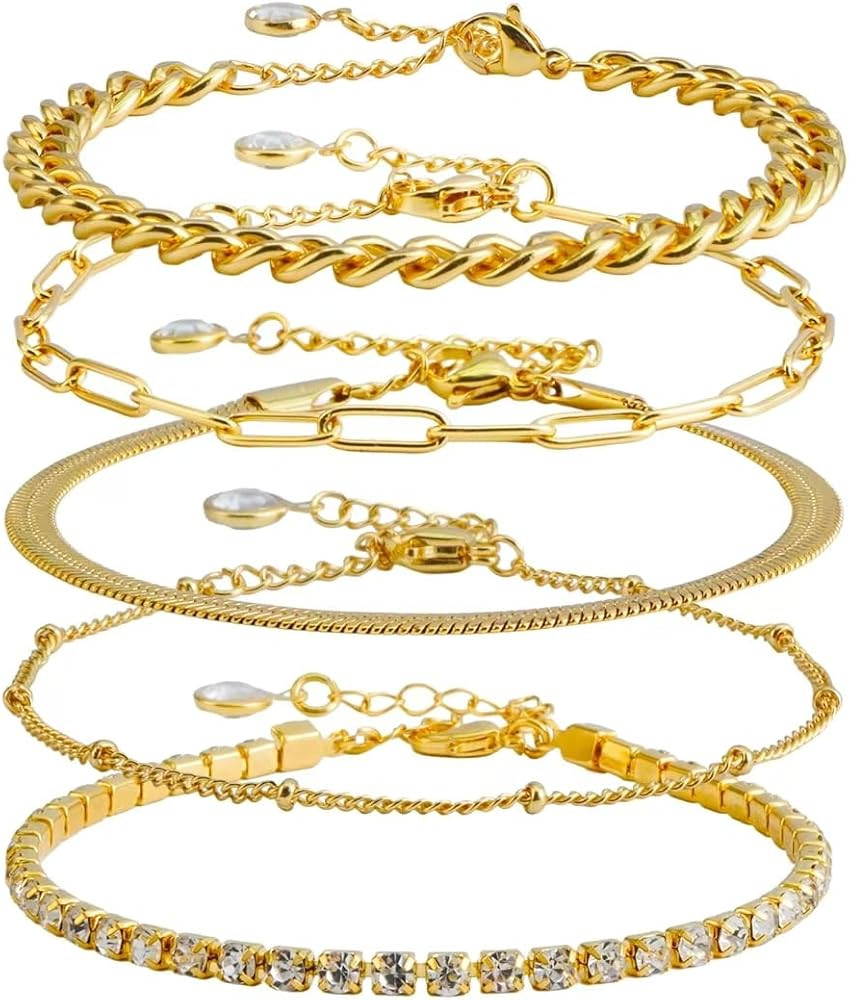 Gold Bracelets for Women, 18K Gold Filled Jewelry Set for Presents，Pack Fashion Accessories pre... | Amazon (US)