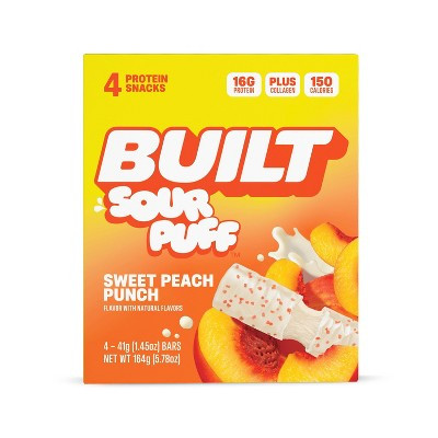 Built Bar Sweet Peach Punch Sour Protein Bars - 16g Protein - 1.45oz/4ct | Target