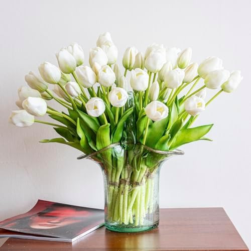 60pcs Artificial Tulips Flowers,Soft Touch Latex Bouquet,Fake Tulips for Office Wedding Party Hom... | Amazon (US)