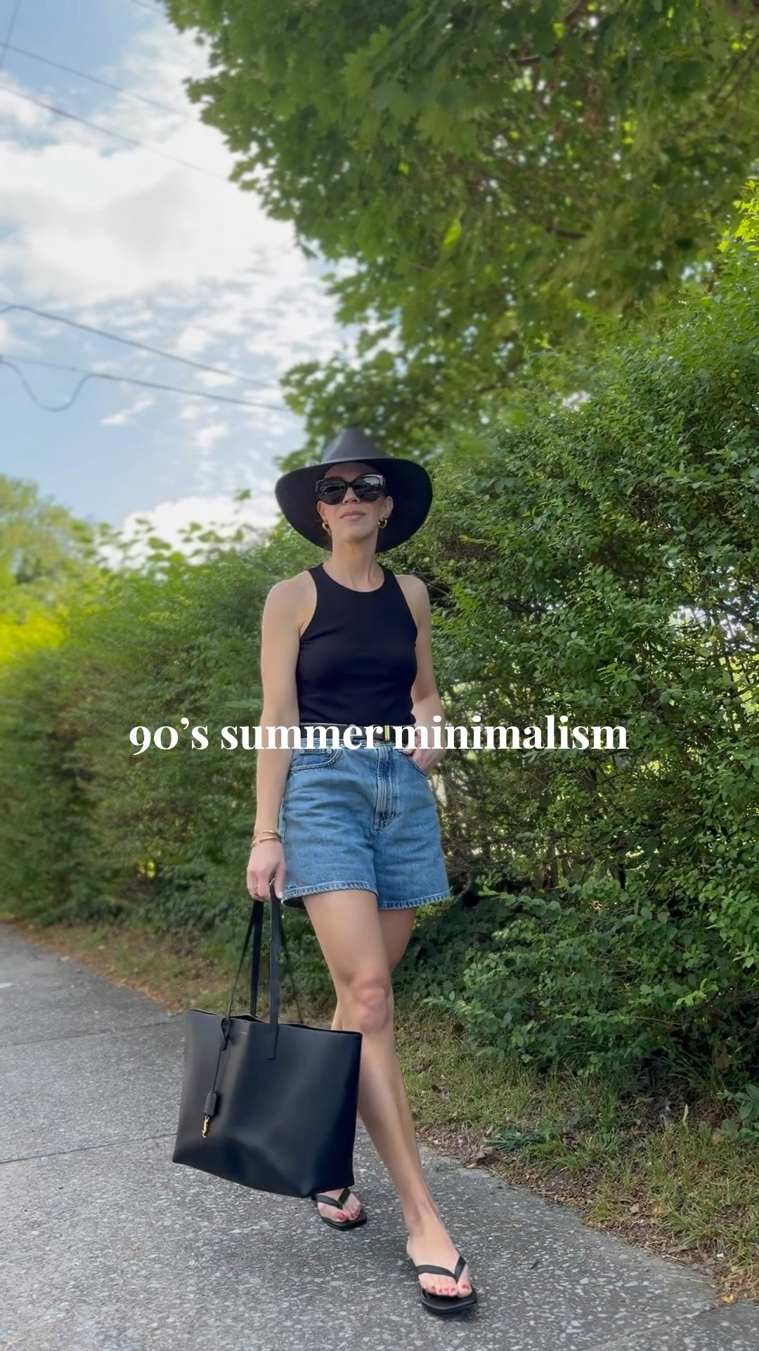 90’s summer minimalism, butter mom, tank and denim shorts, high rise denim shorts, kitten heel thong sandals, @Janessa Leone black straw hat

#LTKSeasonal #LTKOver40 #LTKSaleAlert