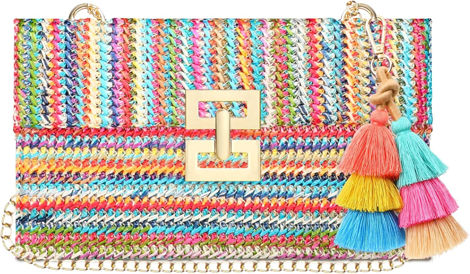 Abbylike Straw Clutch Purses for Women with Boho Tassel Woven Summer Beach Shoulder Handbag Cross... | Amazon (US)