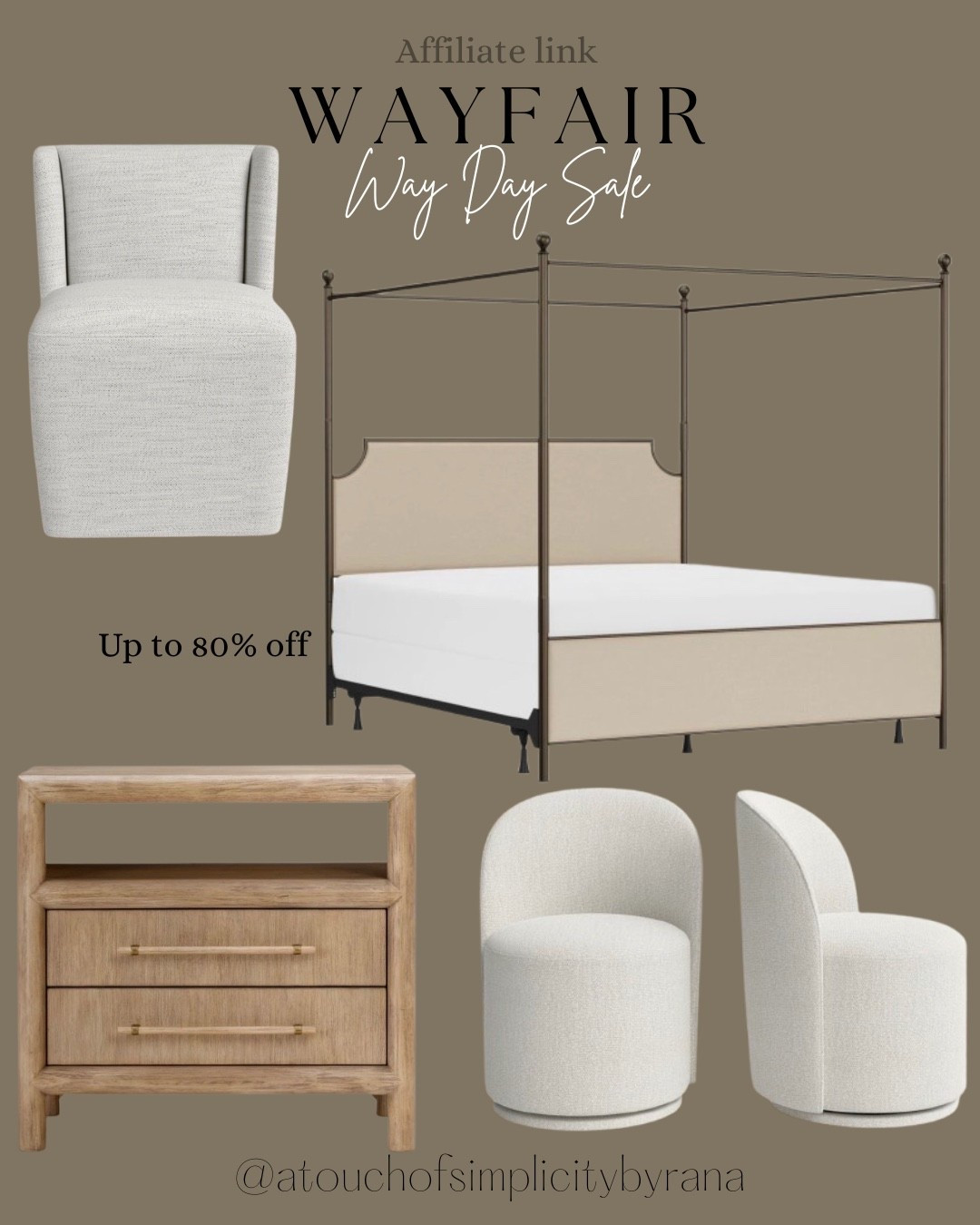 @Wayfair  Way Day Sale is here!! April 25 - April 27 up to 80% off! Mirrors, bed frames, accent chairs, decor and more! Rounding up my favorites

Accent chairs, upholstered chair, bed frames, metal bed, canopy, Wayfair finds, Wayfair Sale, dining chairs, swivel, upholsters, nightstand. Organic modern 



#LTKHome #LTKSaleAlert
