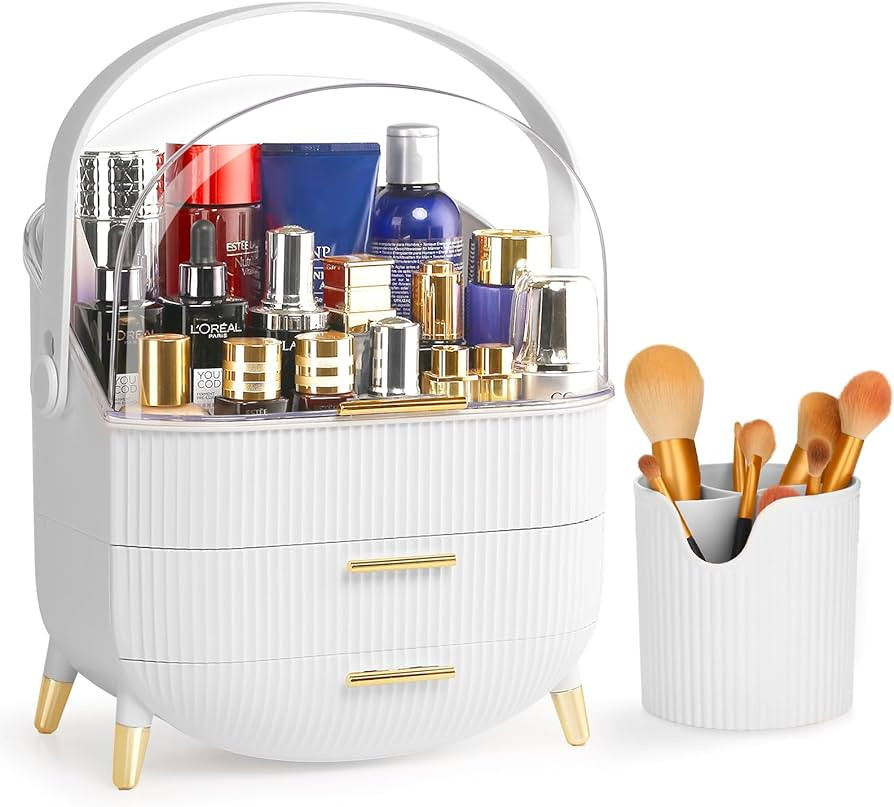 Haturi Makeup Organizer, Skincare Organizers w/Brush Holder, Cosmetics Organizer with Drawers, Wa... | Amazon (US)