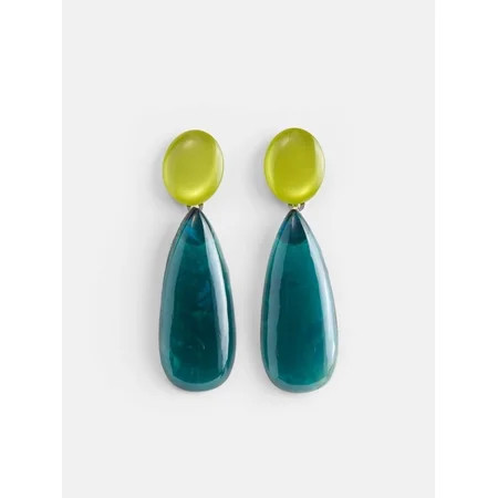 Scoop Women s Silver Tone Lime and Teal Drop Earrings 1 Pair | Walmart (US)