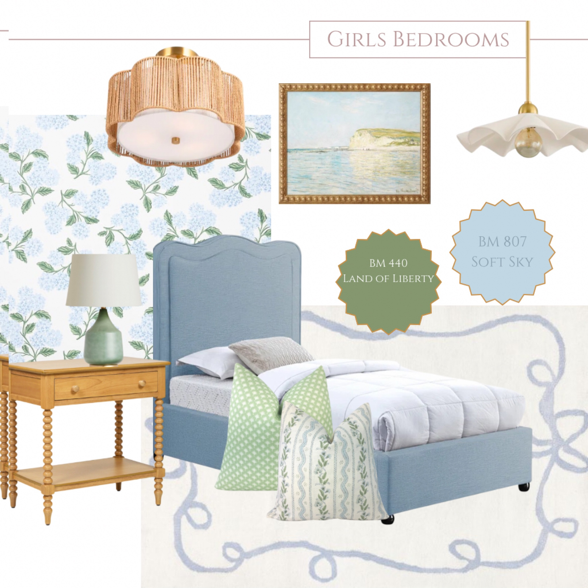 Blues and greens with warm tones creating a crisp and pretty little girls room 🩵💚

#LTKStyleTip #LTKHome