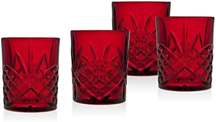 Godinger Double Old Fashioned Glasses, Beverage Glass Cups, Holiday Red - Dublin Collection, Set of  | Amazon (US)
