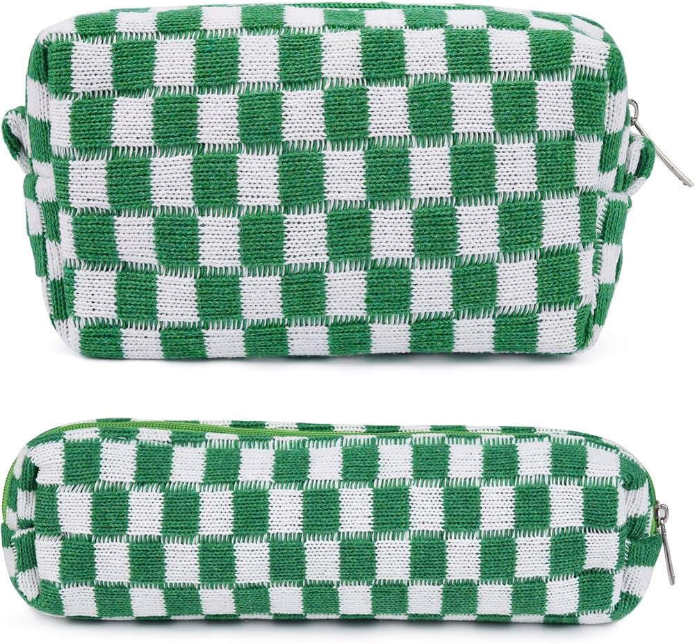 SOIDRAM Checkered Makeup Bag and Brush Storage Bag - Large Capacity Cosmetic Bag and Travel Toile... | Amazon (US)