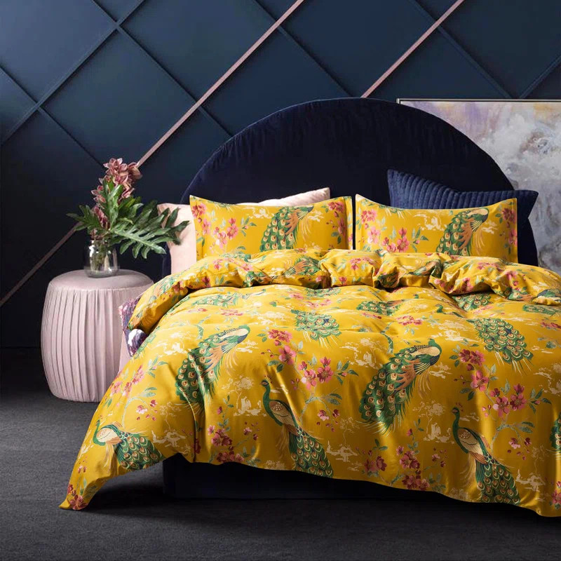 Chinoiserie Cotton Sateen Floral Duvet Cover Set | Wayfair North America