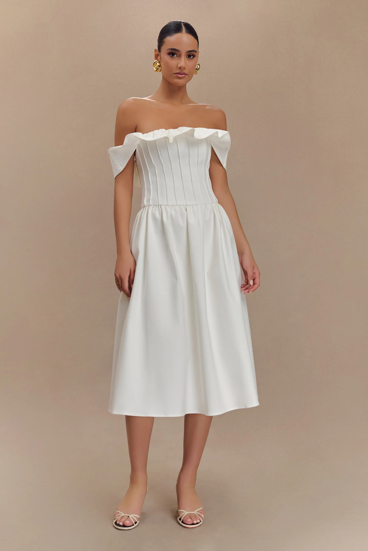 Strapless Cotton Midi Dress - White | MESHKI US