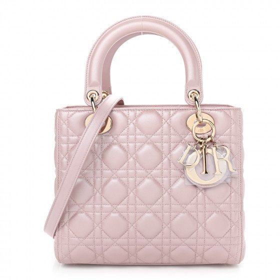 CHRISTIAN DIOR

Pearly Lambskin Cannage Medium Lady Dior Lotus | Fashionphile