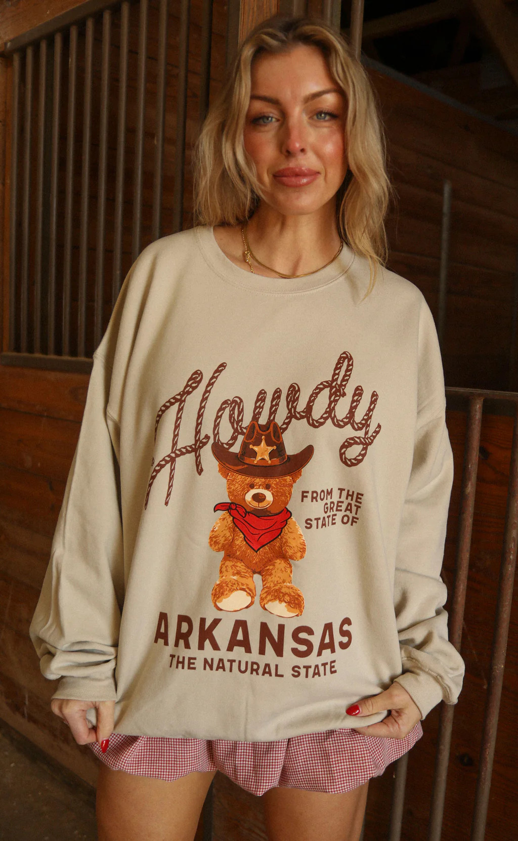 charlie southern: howdy arkansas teddy sweatshirt | RIFFRAFF